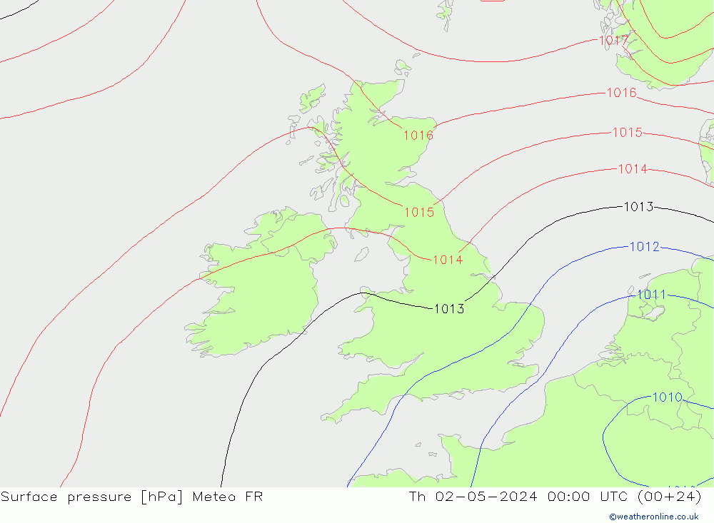 приземное давление Meteo FR чт 02.05.2024 00 UTC