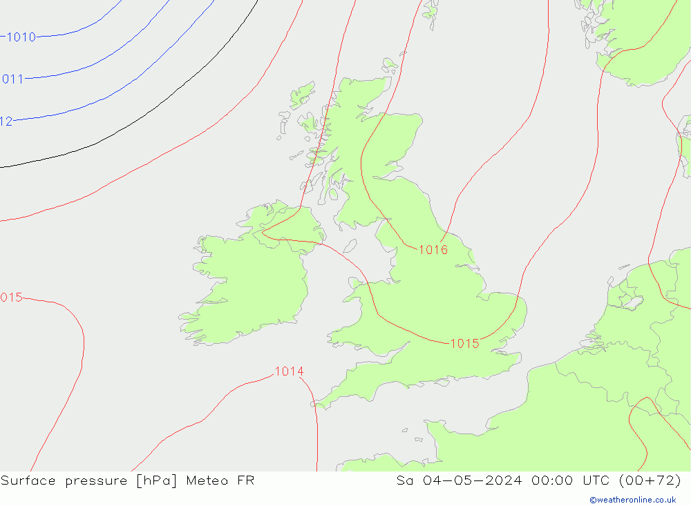 Surface pressure Meteo FR Sa 04.05.2024 00 UTC