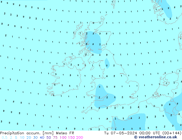 Precipitation accum. Meteo FR mar 07.05.2024 00 UTC