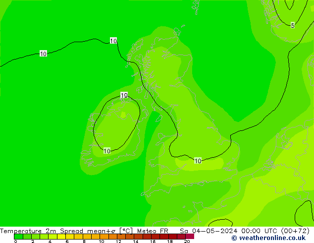 Sıcaklık Haritası 2m Spread Meteo FR Cts 04.05.2024 00 UTC