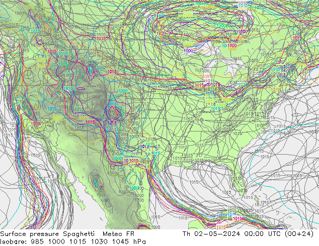 Luchtdruk op zeeniveau Spaghetti Meteo FR do 02.05.2024 00 UTC