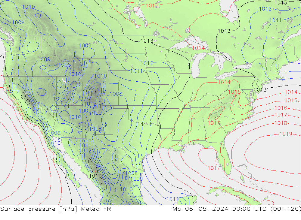 Atmosférický tlak Meteo FR Po 06.05.2024 00 UTC