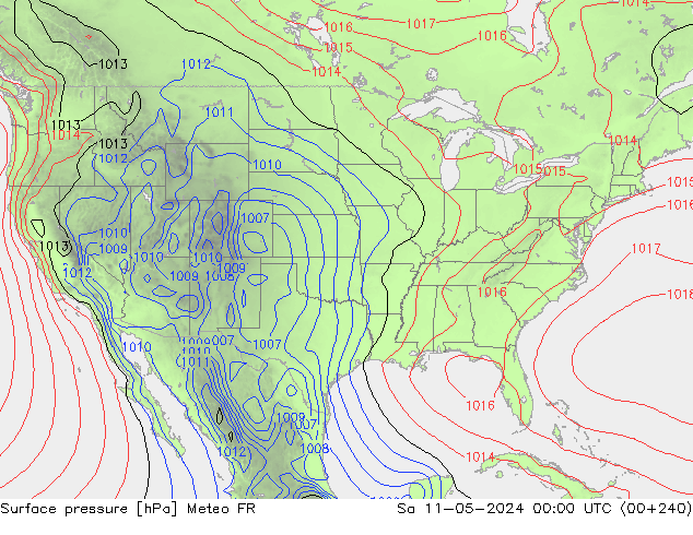 Atmosférický tlak Meteo FR So 11.05.2024 00 UTC