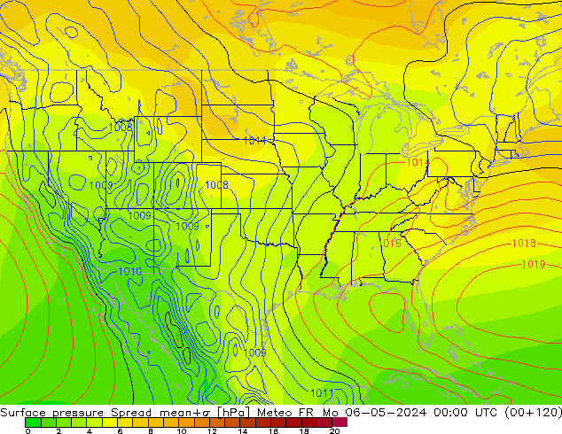 Presión superficial Spread Meteo FR lun 06.05.2024 00 UTC