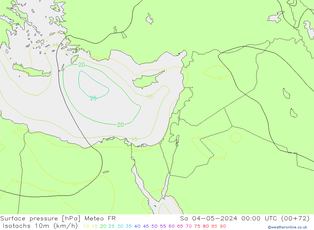 Isotachs (kph) Meteo FR Sáb 04.05.2024 00 UTC