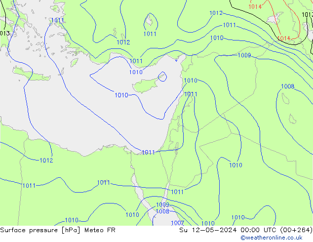 Atmosférický tlak Meteo FR Ne 12.05.2024 00 UTC