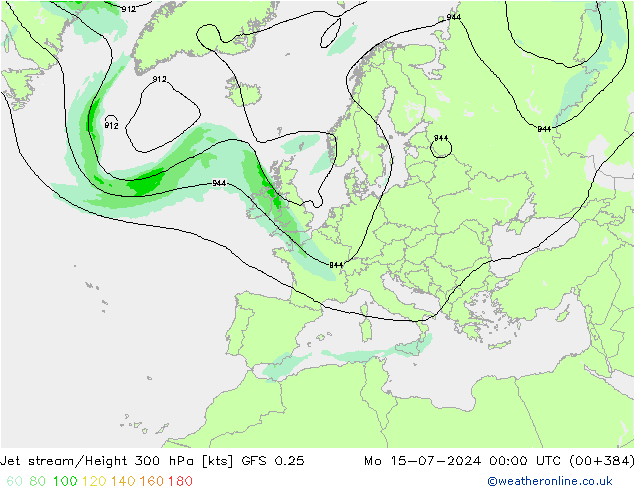 高速氣流 GFS 0.25 星期一 15.07.2024 00 UTC
