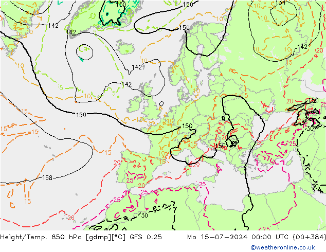 Z500/Rain (+SLP)/Z850 GFS 0.25 Mo 15.07.2024 00 UTC