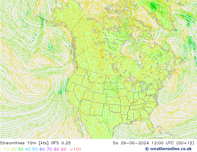 风 10m GFS 0.25 星期六 29.06.2024 12 UTC