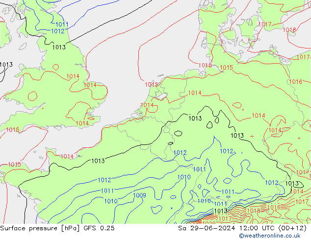 GFS 0.25: 星期六 29.06.2024 12 UTC