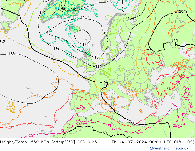 Z500/Regen(+SLP)/Z850 GFS 0.25 do 04.07.2024 00 UTC