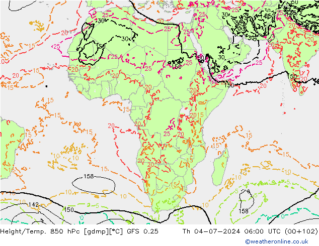 Z500/Regen(+SLP)/Z850 GFS 0.25 do 04.07.2024 06 UTC