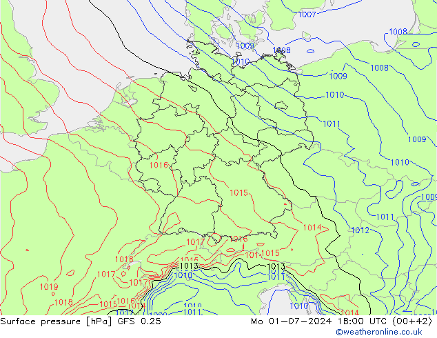 Luchtdruk (Grond) GFS 0.25 ma 01.07.2024 18 UTC