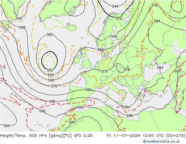 Z500/Regen(+SLP)/Z850 GFS 0.25 do 11.07.2024 12 UTC