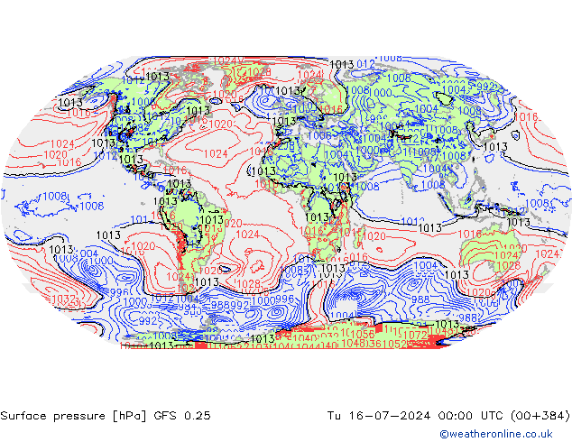GFS 0.25: 星期二 16.07.2024 00 UTC