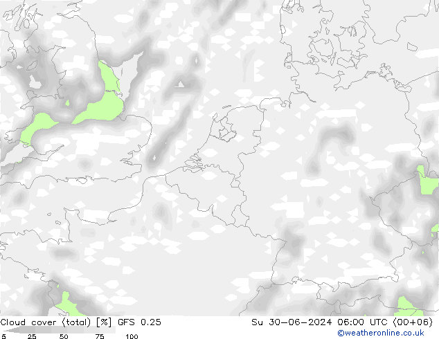 云 (总) GFS 0.25 星期日 30.06.2024 06 UTC