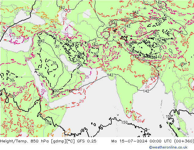 Z500/Rain (+SLP)/Z850 GFS 0.25 星期一 15.07.2024 00 UTC