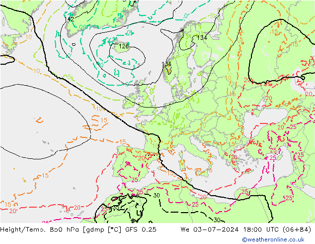 Z500/Rain (+SLP)/Z850 GFS 0.25 星期三 03.07.2024 18 UTC