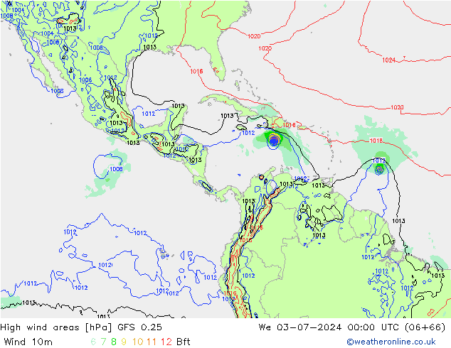 Windvelden GFS 0.25 wo 03.07.2024 00 UTC