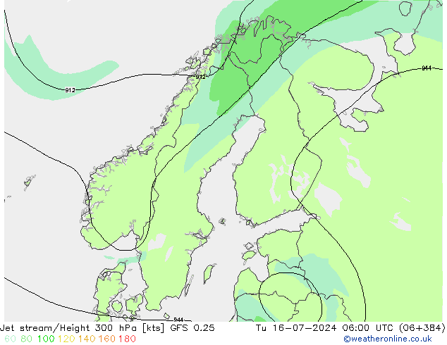 Straalstroom GFS 0.25 di 16.07.2024 06 UTC