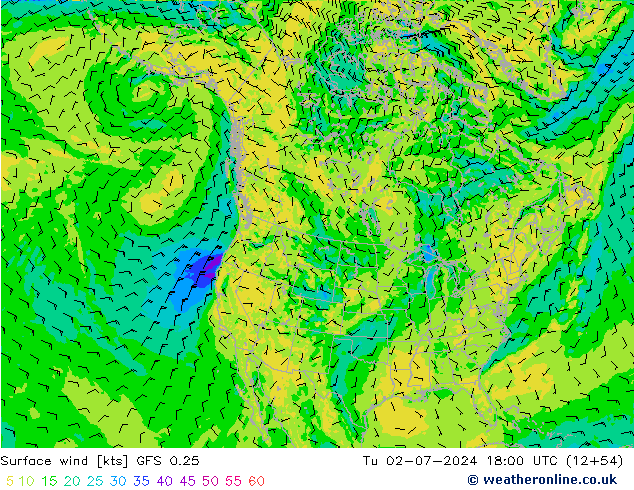 风 10 米 GFS 0.25 星期二 02.07.2024 18 UTC