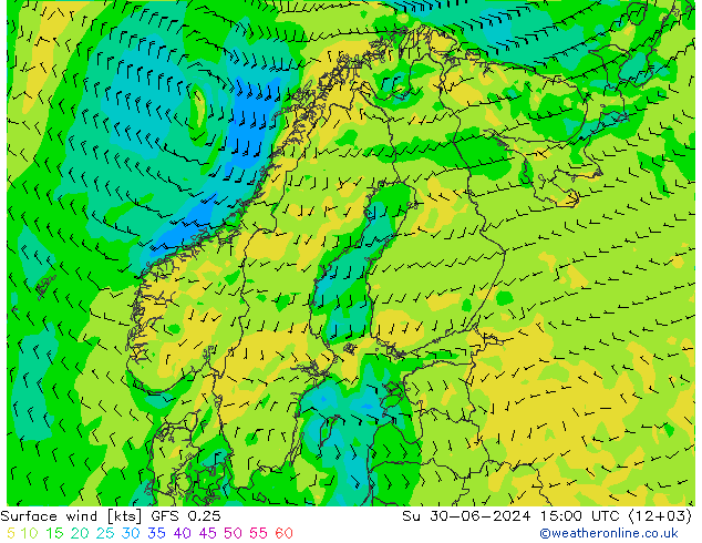 风 10 米 GFS 0.25 星期日 30.06.2024 15 UTC