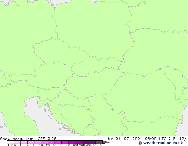Totale sneeuw GFS 0.25 ma 01.07.2024 06 UTC