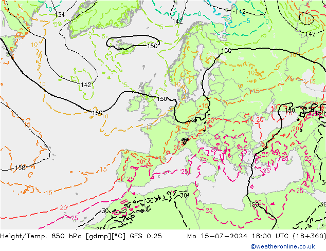 Z500/Rain (+SLP)/Z850 GFS 0.25 Mo 15.07.2024 18 UTC