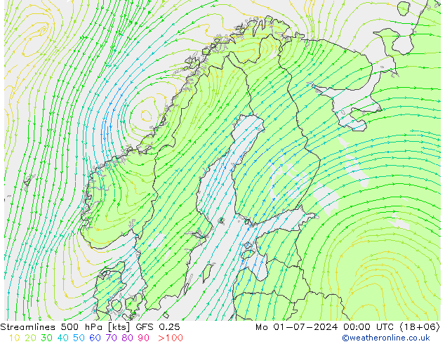 风 500 hPa GFS 0.25 星期一 01.07.2024 00 UTC
