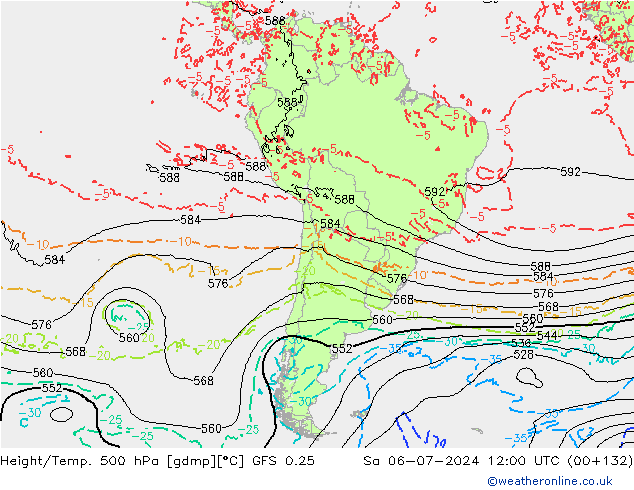 Z500/Regen(+SLP)/Z850 GFS 0.25 za 06.07.2024 12 UTC
