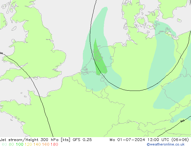 Straalstroom GFS 0.25 ma 01.07.2024 12 UTC