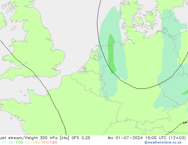 高速氣流 GFS 0.25 星期一 01.07.2024 15 UTC
