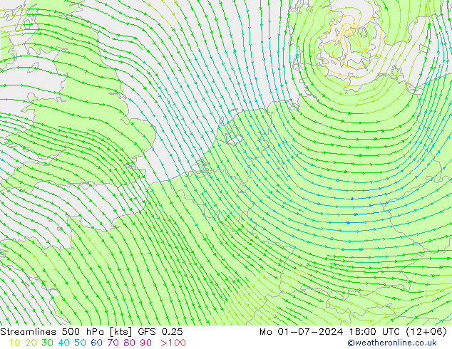 风 500 hPa GFS 0.25 星期一 01.07.2024 18 UTC