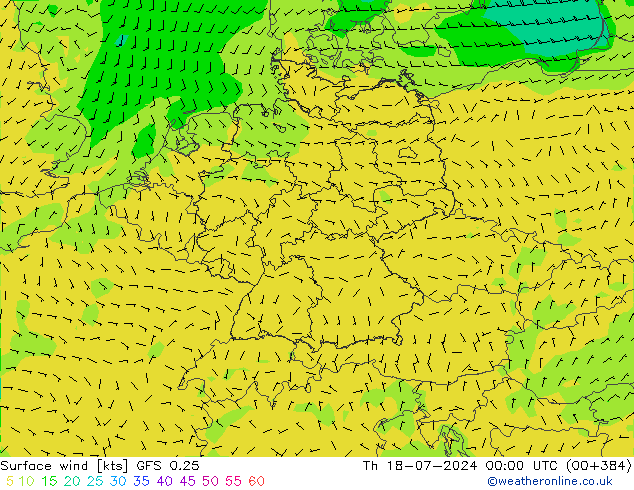 风 10 米 GFS 0.25 星期四 18.07.2024 00 UTC