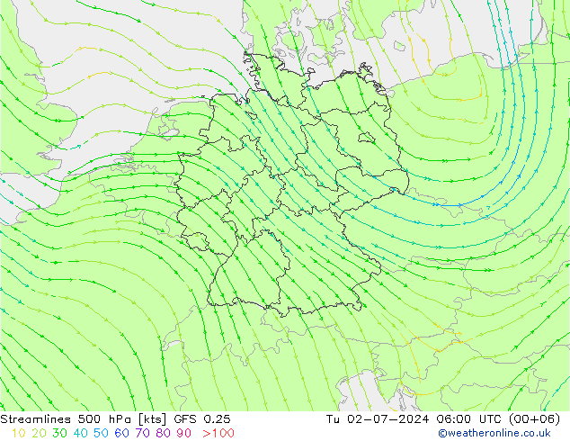 风 500 hPa GFS 0.25 星期二 02.07.2024 06 UTC