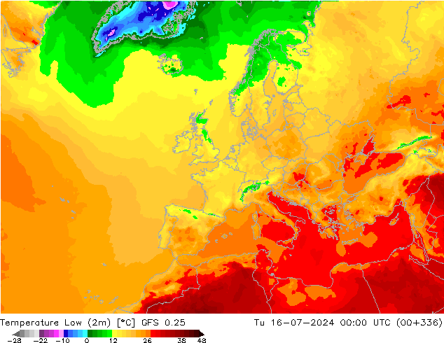 Min.temperatuur (2m) GFS 0.25 di 16.07.2024 00 UTC