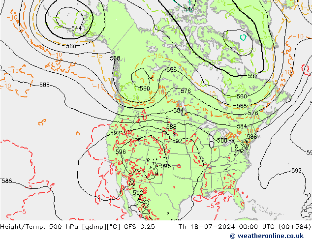Z500/Rain (+SLP)/Z850 GFS 0.25 星期四 18.07.2024 00 UTC