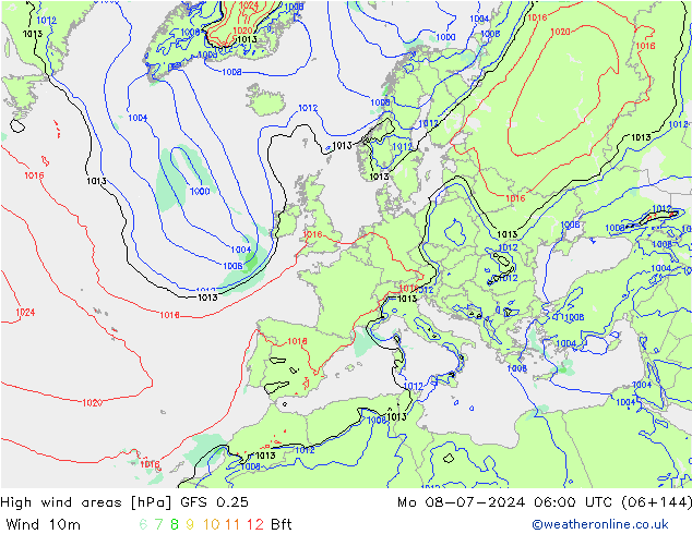 Windvelden GFS 0.25 ma 08.07.2024 06 UTC