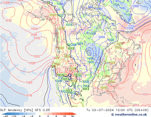 Druktendens (+/-) GFS 0.25 di 02.07.2024 12 UTC