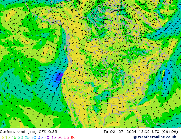 风 10 米 GFS 0.25 星期二 02.07.2024 12 UTC