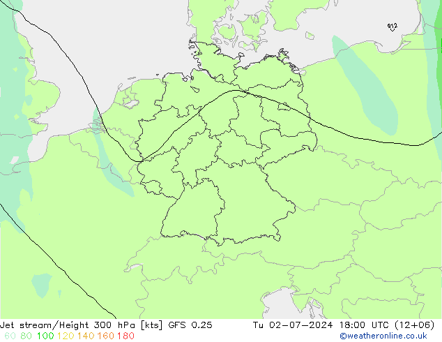 Straalstroom GFS 0.25 di 02.07.2024 18 UTC