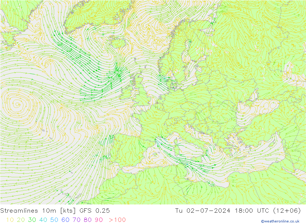 风 10m GFS 0.25 星期二 02.07.2024 18 UTC