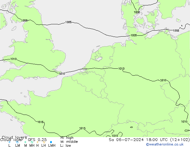 Wolkenlagen GFS 0.25 za 06.07.2024 18 UTC