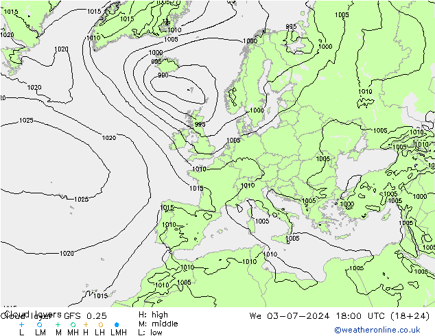 Wolkenlagen GFS 0.25 wo 03.07.2024 18 UTC