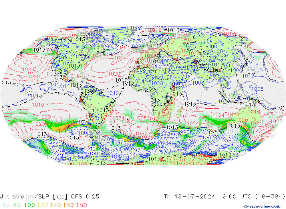 Straalstroom/SLP GFS 0.25 do 18.07.2024 18 UTC