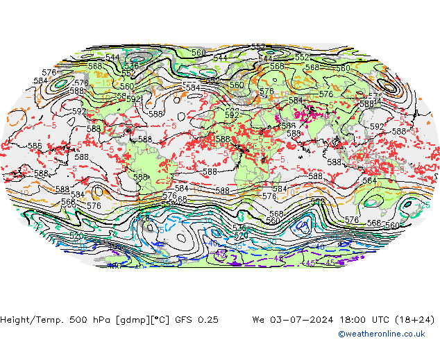 Z500/Rain (+SLP)/Z850 GFS 0.25 星期三 03.07.2024 18 UTC