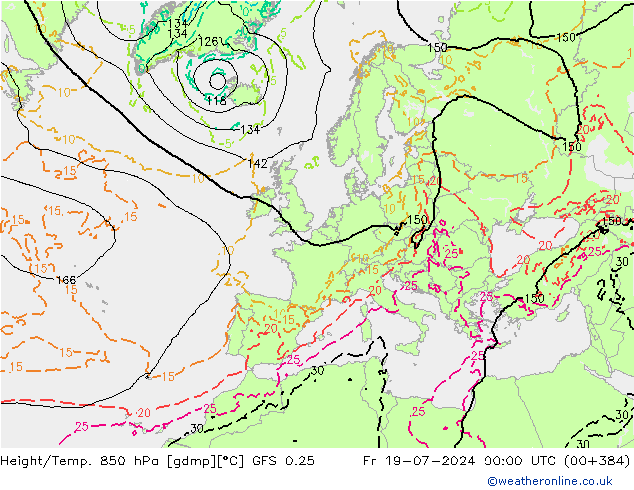 Z500/Rain (+SLP)/Z850 GFS 0.25 Fr 19.07.2024 00 UTC