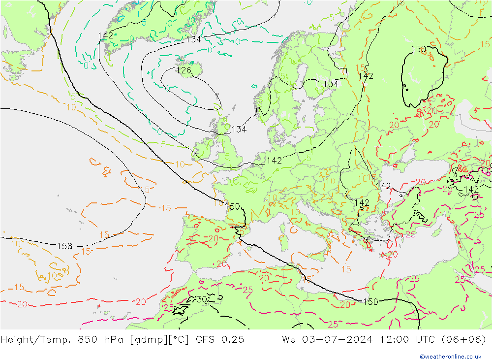 Z500/Rain (+SLP)/Z850 GFS 0.25 星期三 03.07.2024 12 UTC