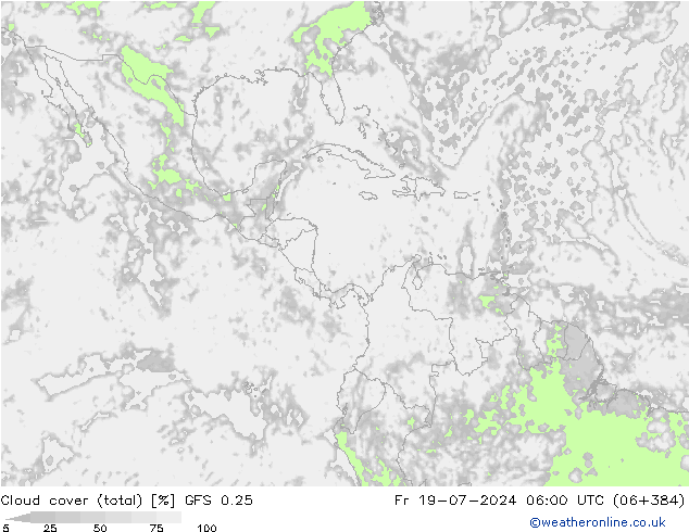 Bewolking (Totaal) GFS 0.25 vr 19.07.2024 06 UTC