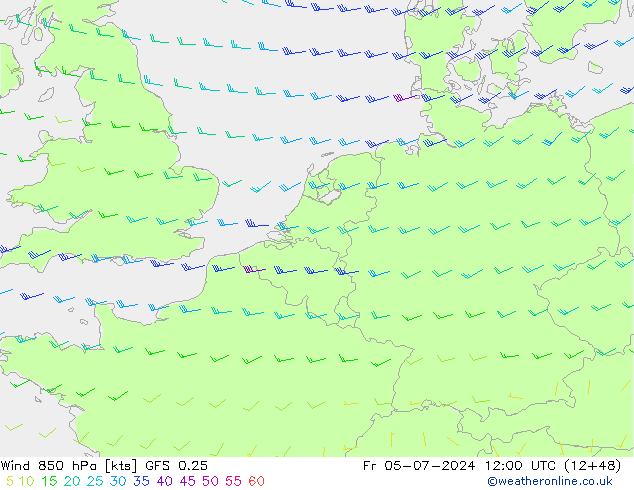 风 850 hPa GFS 0.25 星期五 05.07.2024 12 UTC